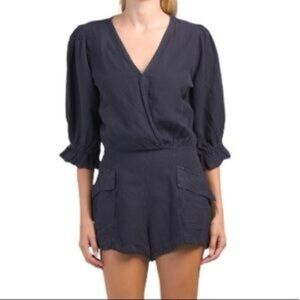 Young Fabulous and Broke YFB Morgan Romper Linen Jumpsuit Resortwear Transition